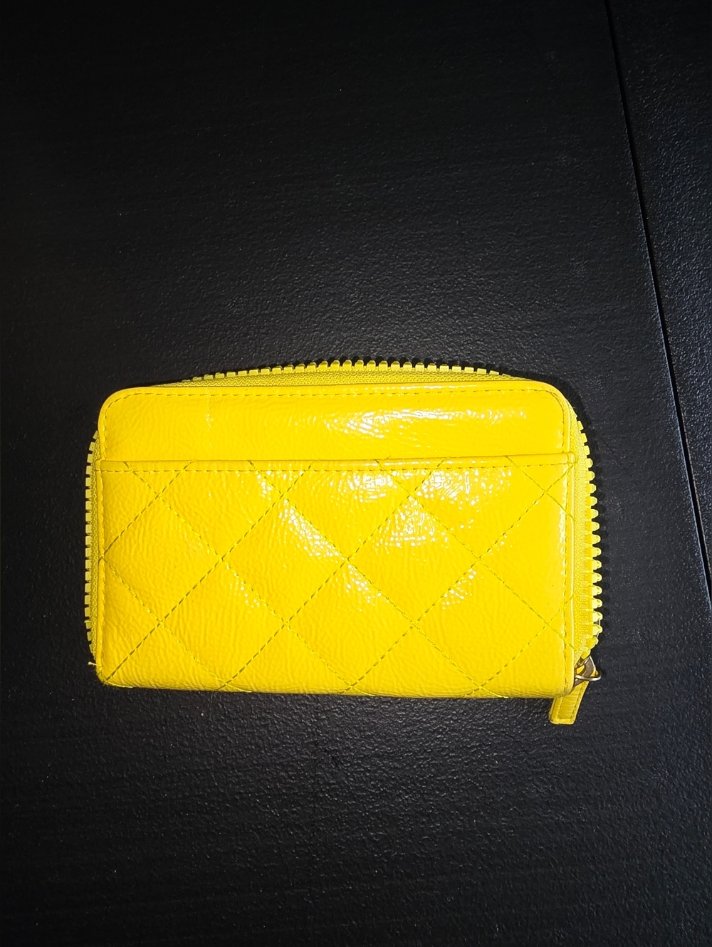 0052-Yellow Zip-Around Wallet with Star Lining